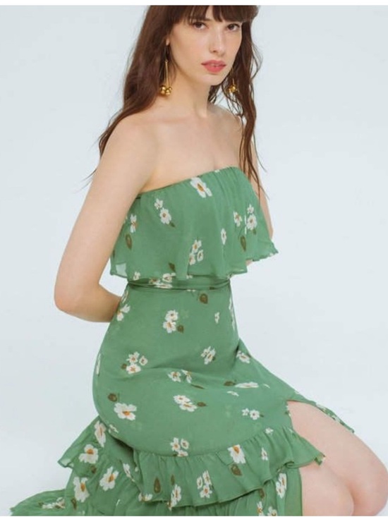 Reformation Dresses & Skirts - Reformation Indy Green Floral Strapless Midi Dress